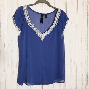 Anthropologie Petticoat Alley Blue Sheer Blouse